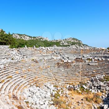  old  temple and theatre in termessos antalya turkey asia sky and ruins