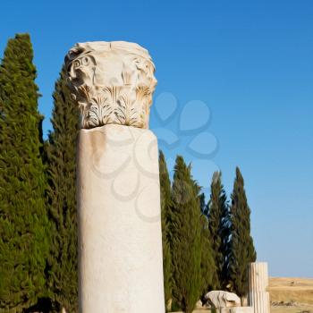  pamukkale    old       construction in asia turkey the column  and the roman temple 