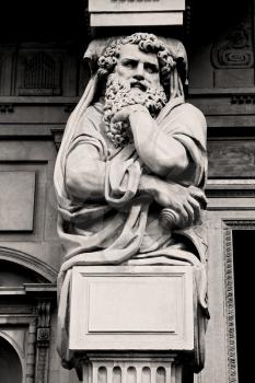 marble in old historical construction italy europe milan and statue