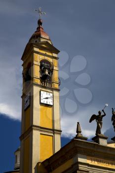 
 in cairate varese italy   the old wall terrace church watch bell clock tower 