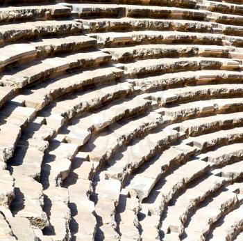 in   turkey    europe aspendos the old theatre abstract texture of step and gray