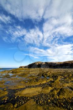 light  water  in lanzarote  isle foam rock spain landscape  stone sky cloud beach  
