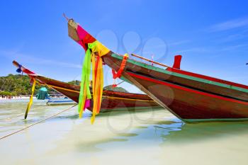 asia in the  kho tao bay isle white  beach    rocks house boat   thailand  and south china sea anchor