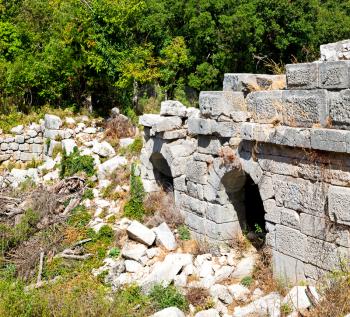  old  temple and theatre in termessos antalya turkey asia sky and ruins