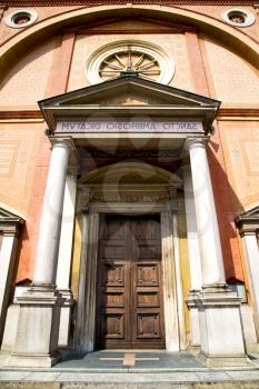  church  in  the    lonate pozzolo  closed brick tower sidewalk italy  lombardy     old