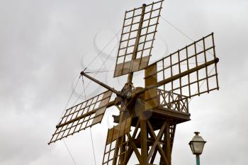 hole windmills in  isle of lanzarote africa spain   and the sky 
