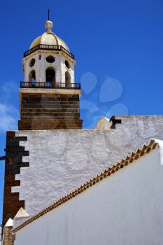  the old wall terrace church bell tower in teguise arrecife lanzarote spain