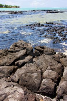 indian ocean some stone in the island of deus cocos in mauritius