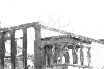 in europe athens acropolis and sky old towert and marble brick 