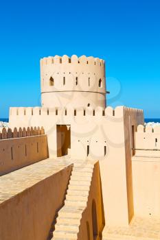 fort battlesment sky and  star brick in oman muscat the old defensive  