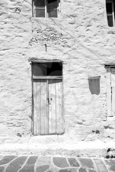 in the greece island window and door white  colors  old architecture 
