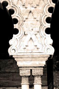 white   abstract old column in the  country  of  morocco   and marble brick