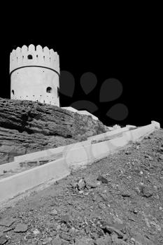 fort battlesment sky and   star brick in oman muscat the old defensive  