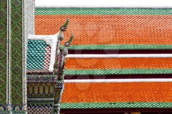 bangkok in the temple  thailand abstract cross colors roof wat  palaces   asia sky   and  colors religion mosaic