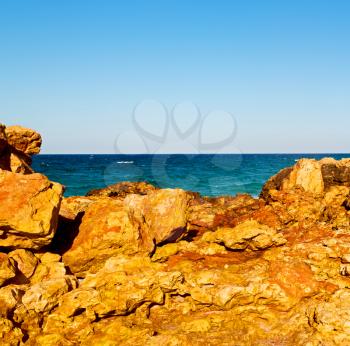  relax near sky in oman coastline sea ocean  gulf rock and beach