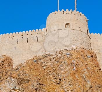 fort battlesment sky and   star brick in oman muscat the old defensive  