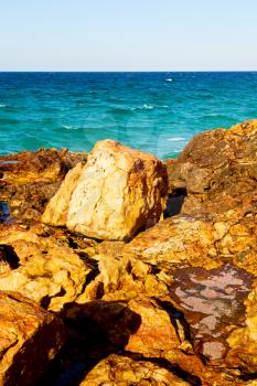  relax near sky in oman coastline sea ocean  gulf rock and beach