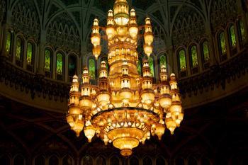 glass  chandelier in oman muscat old mosque and the antique 
