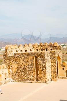 fort battlesment sky and    star brick in oman   muscat the old defensive  