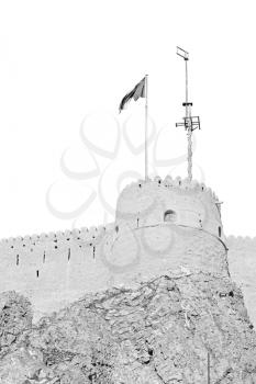 fort battlesment sky and   star brick in oman muscat the old defensive  