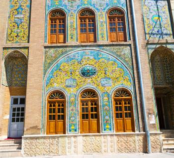in iran antique palace golestan gate  and garden old eritage and historical place