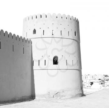 fort battlesment sky and    star brick in oman   muscat the old defensive  