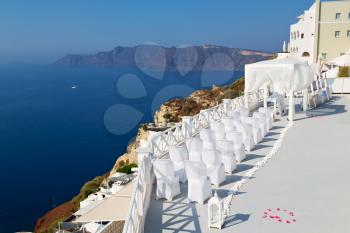 anniversary and marriage cerimony in the sea of santorini greece island europe