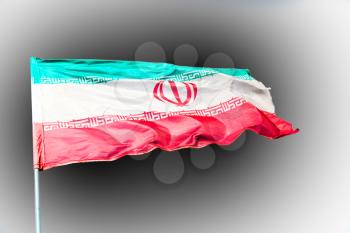 in iran blur  iranian waving flag  the blue sky and wind
