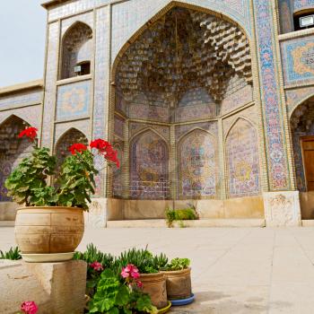 in iran the old   mosque and traditional wall tile incision near minaret