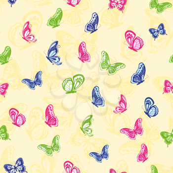 Seamless pattern with butterflies on butterflies background. Background with butterflies can be used as a separate seamless pattern