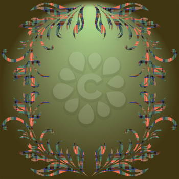Floral elements using the Celtic ornament over green gradient background. Hand drawing vector illustration
