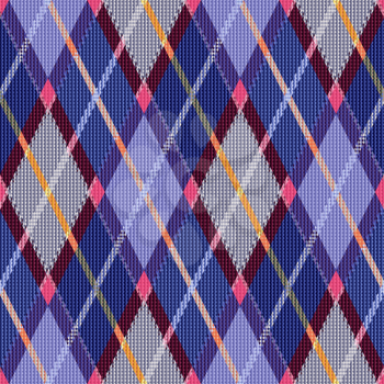 Rhombic seamless blue and pink vector pattern as a tartan plaid
