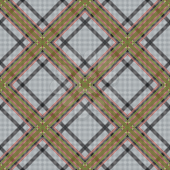 Diagonal seamless brown and gray vector pattern as a tartan plaid
