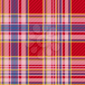 Tartan traditional checkered vector fabric seamless red and blue pattern