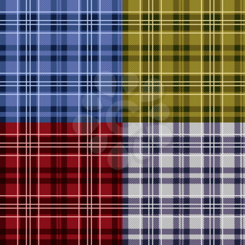 Four seamless checkered vector tartan patterns with various tinctures