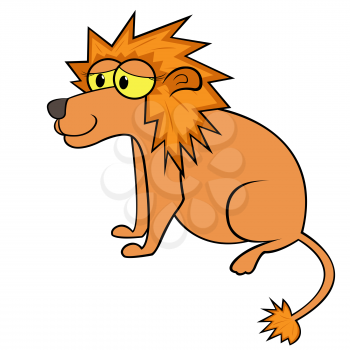 Lion isolated on white background. Hand drawing cartoon vector illustration