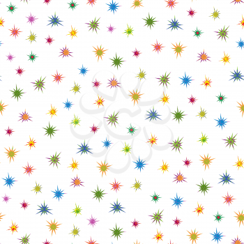 Colourful ornamental stars seamless pattern with white background, vector illustration