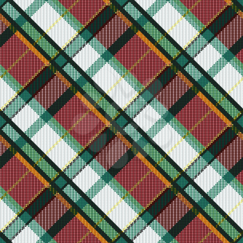 Diagonal seamless checkered colorful vector pattern as a tartan plaid