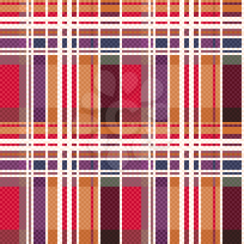 Rectangular seamless vector pattern as a tartan plaid mainly in red and other warm colors