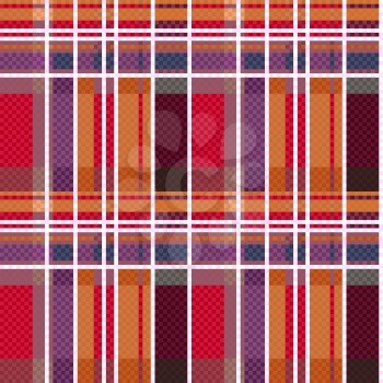 Rectangular seamless vector pattern as a tartan plaid mainly in red and other warm hues