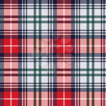 Rectangular seamless vector pattern as a tartan plaid mainly in red and light grey colors