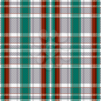 Rectangular seamless vector pattern as a tartan plaid mainly in turquoise, light grey and brown hues