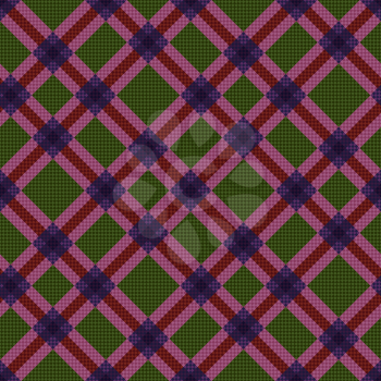 Diagonal checkered seamless colorful vector pattern as a tartan plaid