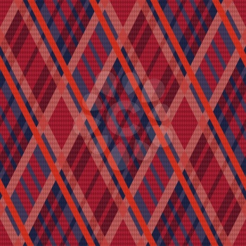Rhombus seamless vector pattern as a tartan plaid mainly in red and blue colors