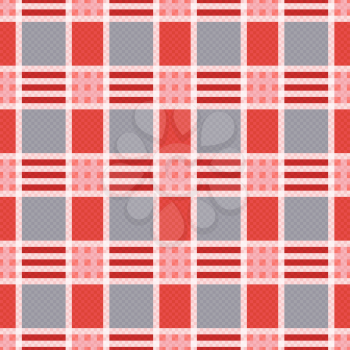 Rectangular seamless vector pattern as a tartan plaid mainly in pink an gray trendy hues