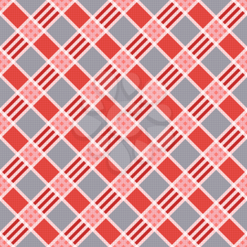 Diagonal seamless vector pattern as a tartan plaid mainly in pink an gray trendy hues