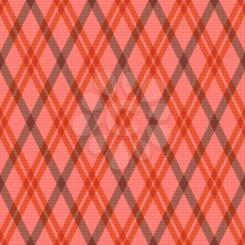 Seamless rhombic vector pattern as a tartan plaid mainly in pink, red and brown colors