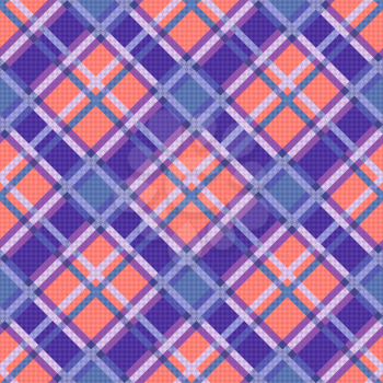 Seamless diagonal vector colorful pattern mainly in blue, coral and violet colors