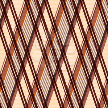 Detailed Rhomb seamless vector pattern as a tartan plaid mainly in beige and brown colors