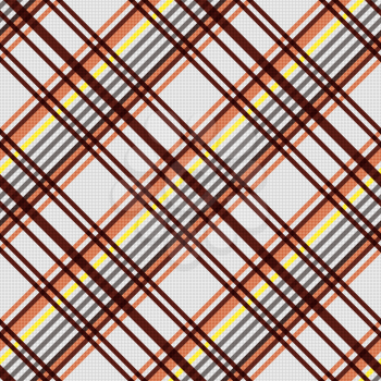 Detailed Diagonal seamless vector pattern as a tartan plaid mainly in beige, brown and yellow colors
